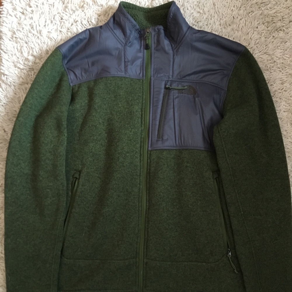 Army green North Face jacket